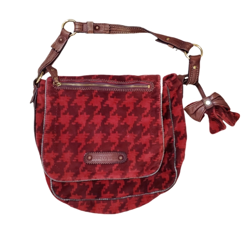 Juicy Couture Vintage Y2K Red Houndstooth Messanger Bag Purse